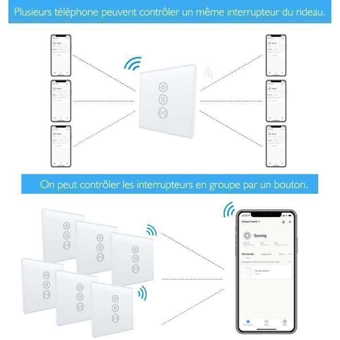 Interruptor inteligente WiFi para persianas enrollables, interruptor de pared inteligente para cortinas compatible con Alexa, Smart Life y Google.