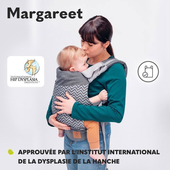 Canguru Ergonômico LIONELO Margaret - Frontal/Costas - Algodão - 3 Posições - Até 20 kg - Bolsa - Cinza