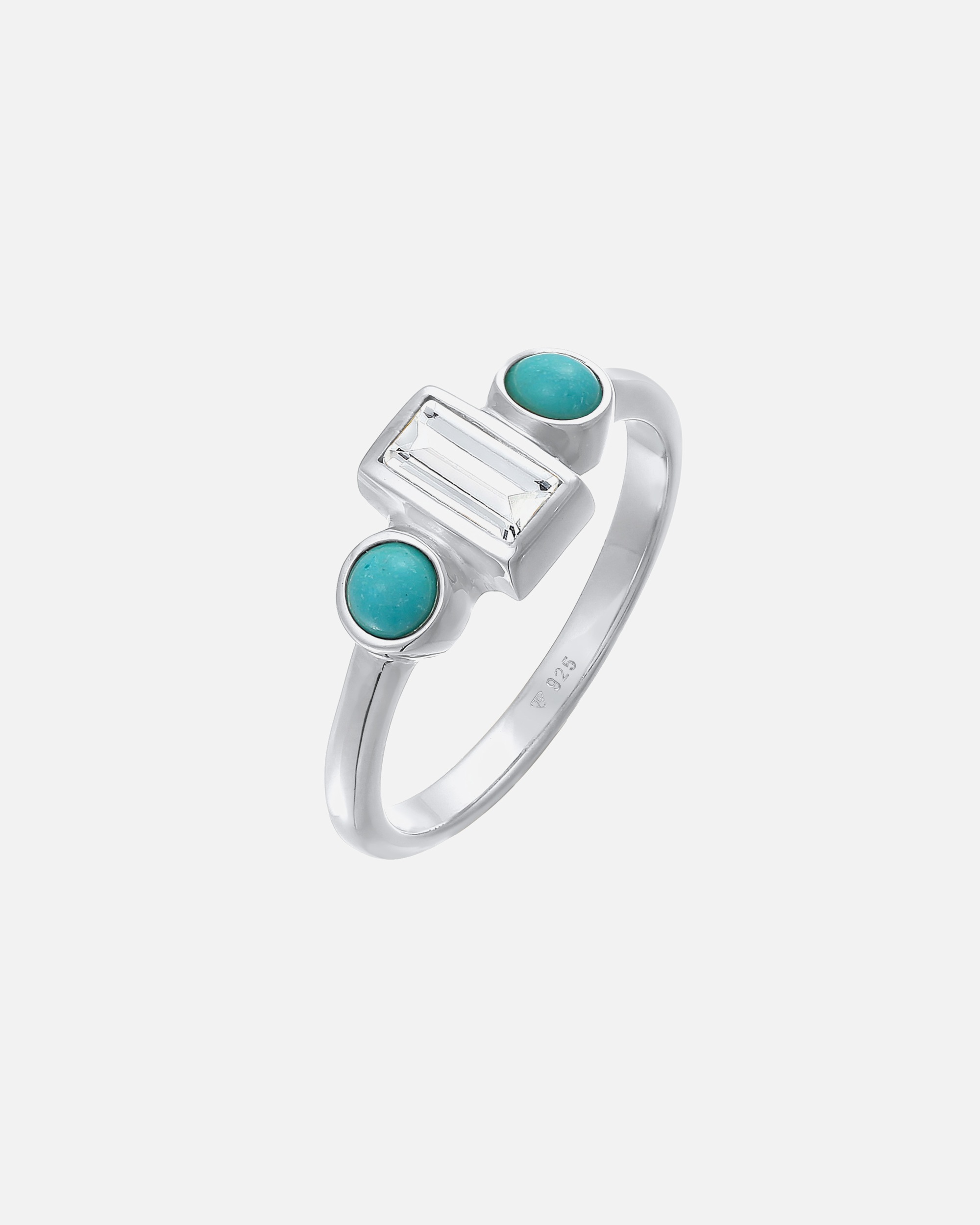 Elli PREMIUM Elli PREMIUM Bague Femmes fiançailles Vintage étincelante avec topaze et howlite en argent sterling 925 rhodié