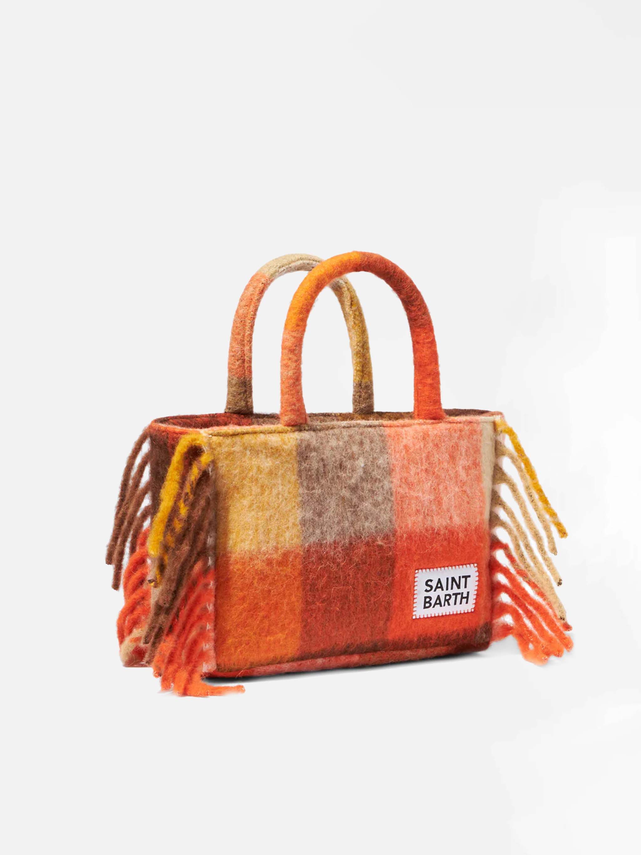 Colette Handtasche mit mehrfarbigem Karomuster und Fransen