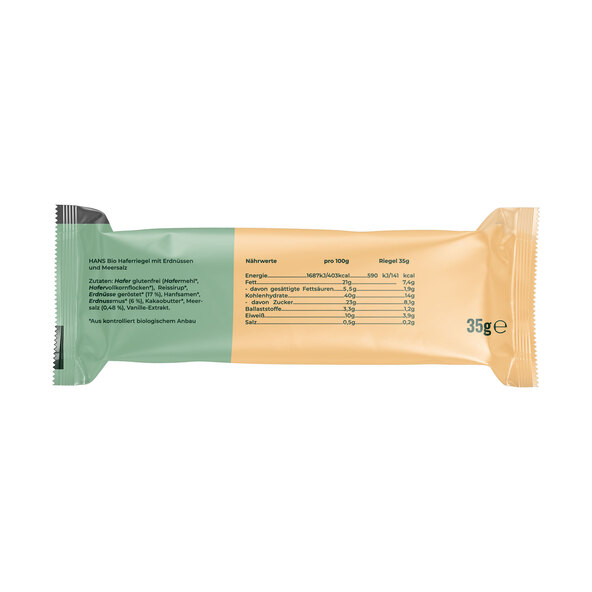 Vegane Bio Havrebar, Saltet Peanøtt, 16er-sett (16 x 35 g = 560 g)