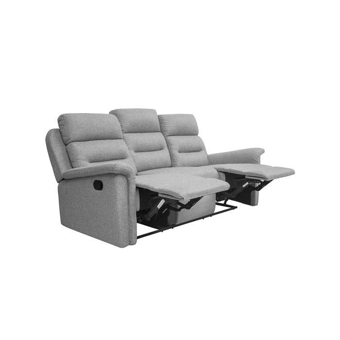 Sofá reclinable de 3 plazas LÉON en tela gris - Gris claro - 191 x 94 x 100 cm - LOUNGITUDE