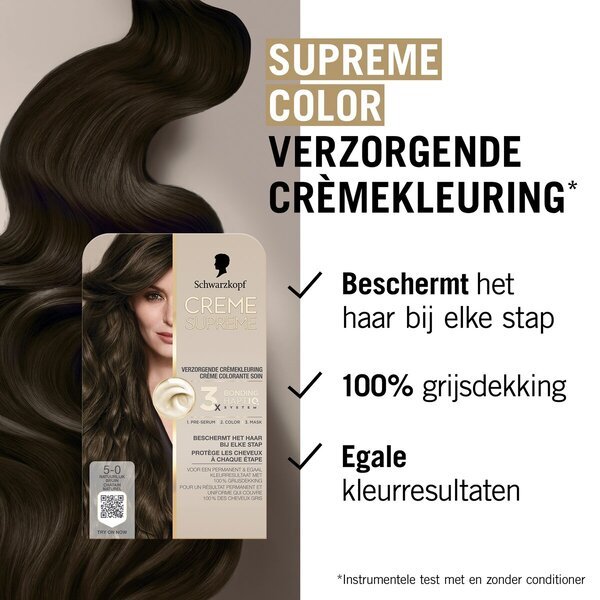 Schwarzkopf Creme Supreme 5-0 Natural Tan kopjoša krēmkrāsa 182 g