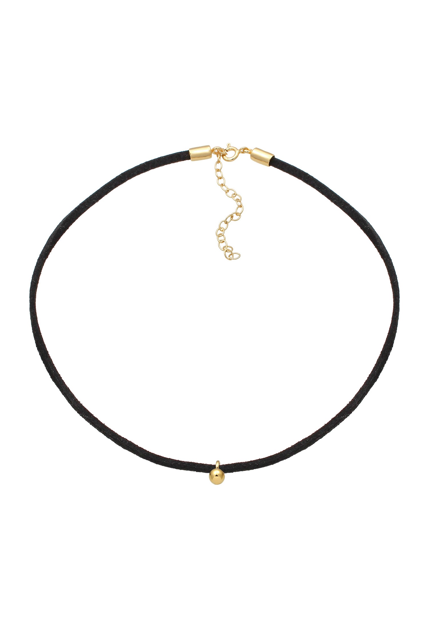 Elli Choker Velour Noir Collier Femme - (925/1000) Argent Plaqué Or