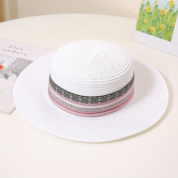 FUNMOON Sombrero de paja para niño con orejas decoradas con el personaje Baby Sun y cubo de playa Panamá - 777052