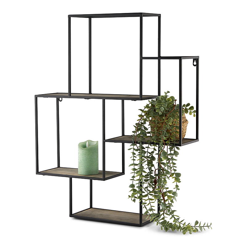 Metallhylle 60 x 15 x 74 cm med trehyller