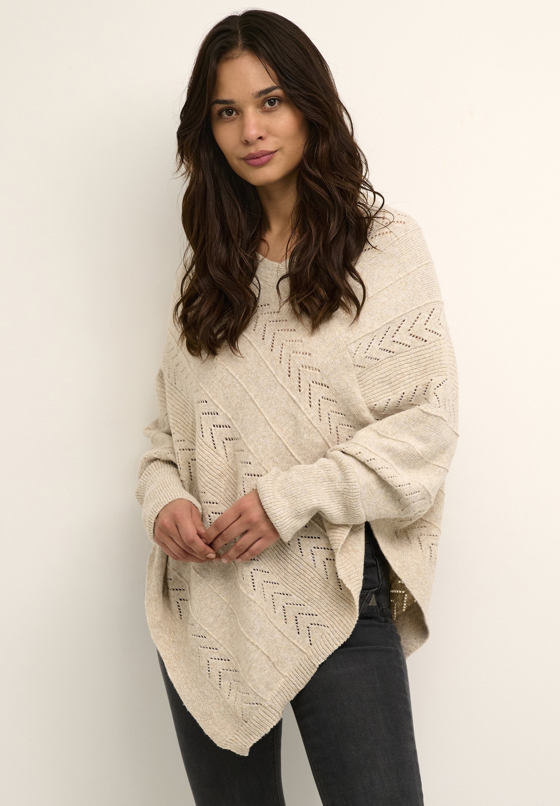 Poncho de férias cor creme - Suéter - mescla de aveia