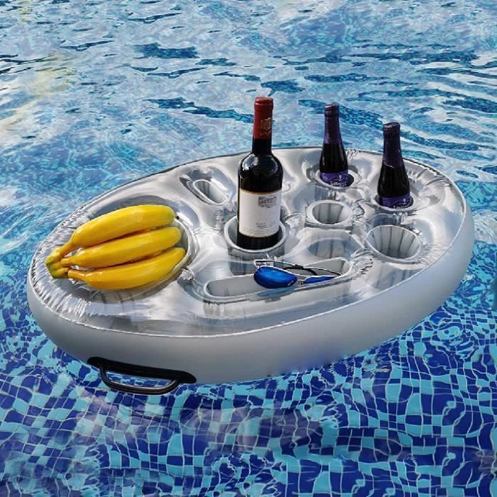 Bandeja flotante para piscina - 8 agujeros - Hinchable - Para piscina / spa / playa - Capacidad para vasos y bebidas