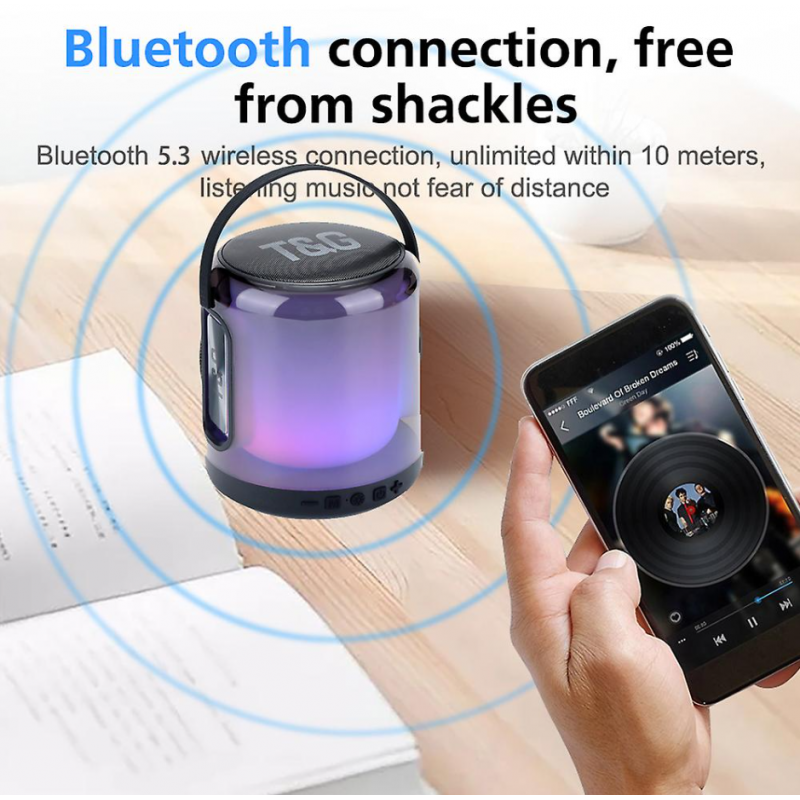 Smartek Tragbarer Bluetooth-Lautsprecher mit RGB-LED-Beleuchtung