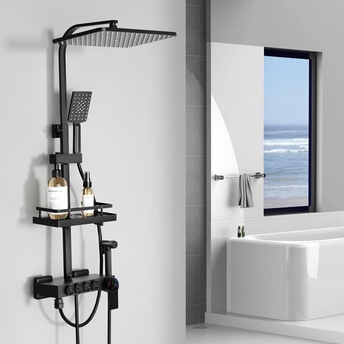 DNKELAR Thermostat-Duschsäule – Verstellbar – Messing – Schwarz