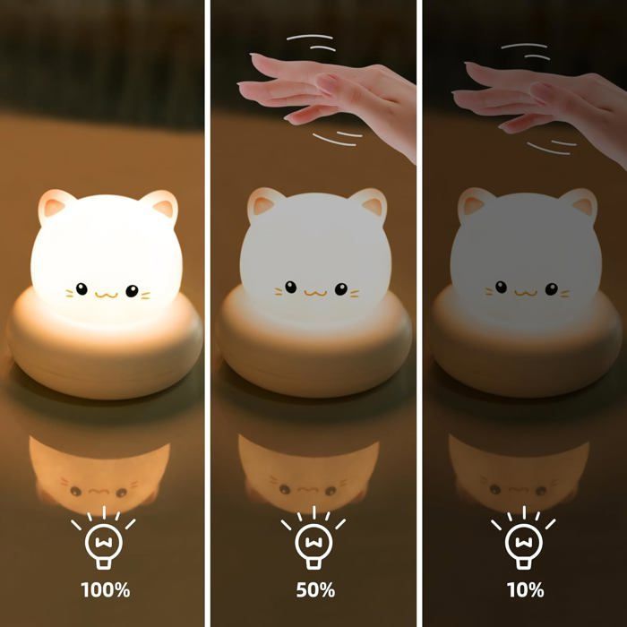 Wiederaufladbares Katzen-Nachtlicht für Babys, Nachtlampe, Kinderzimmerdekoration für Mädchen, Geschenk für neugeborene Jungen