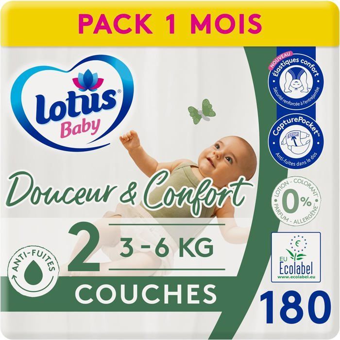Lotus Baby Natural Softness Diapers Size 2 - 180 ultra-soft diapers