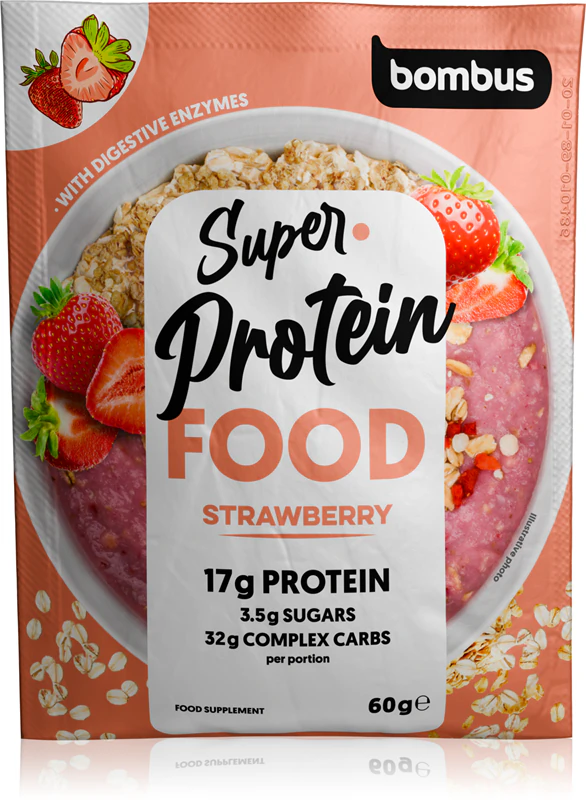 Bombus Super Protein Food, suplemento alimentar em forma de mingau instantâneo com proteínas.