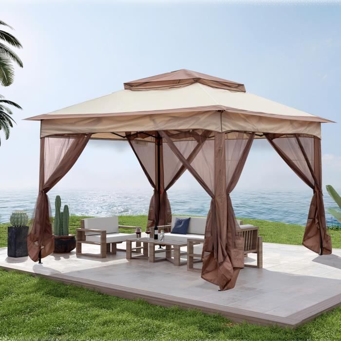 Cenador plegable para jardín - ALIGHTUP - 3,3 x 3,3 m - Techo doble impermeable - Bolsa de transporte