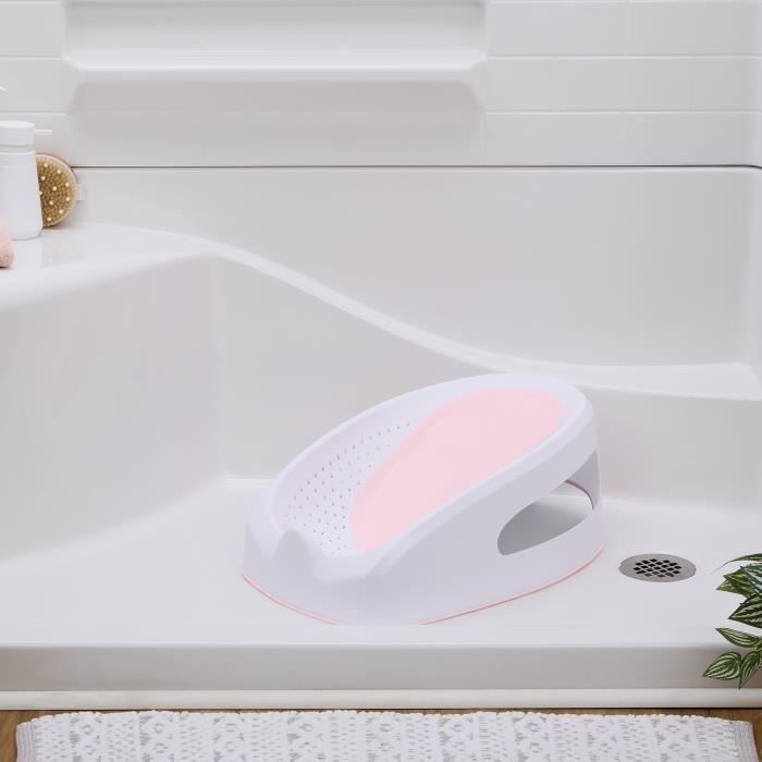 INGENUITY Sedile da bagno antiscivolo per bambina, 0-6 mesi o 9 kg, sedile perforato per il drenaggio dell'acqua, rosa