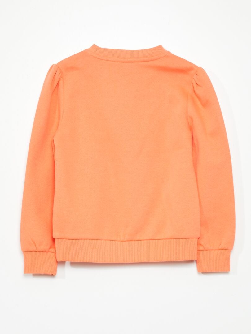 Moletom de gola redonda em tecido fleece - LARANJA