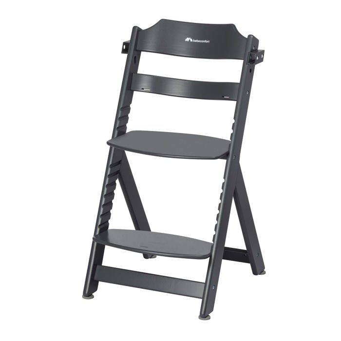 BEBECONFORT Timba + cuscino, seggiolone per bambini, sedia in legno, da 6 mesi a 10 anni (30 kg), grafite minerale