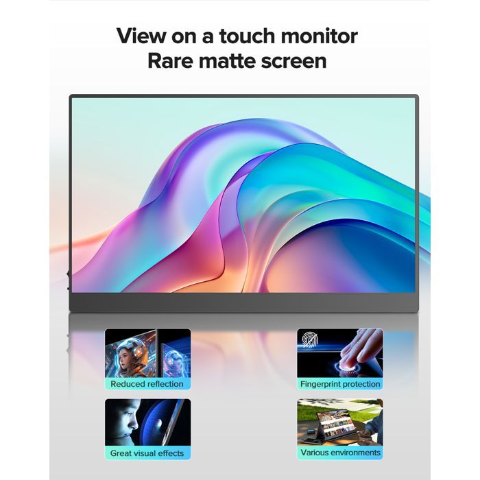 UPPERFECT 15,6-Zoll-Touchscreen-Monitor | Full-HD-IPS-Display | 10-Punkt-Touchscreen | USB-C-Kabelanschluss |