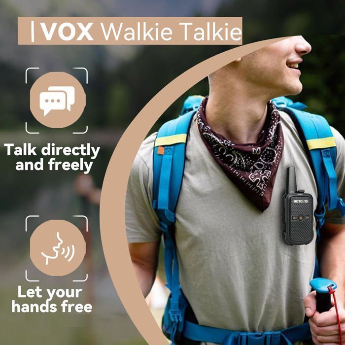Walkie-talkie portátil profesional Retevis RT15, sonido nítido, VOX, mini radio bidireccional de largo alcance, regalo ideal para la familia.