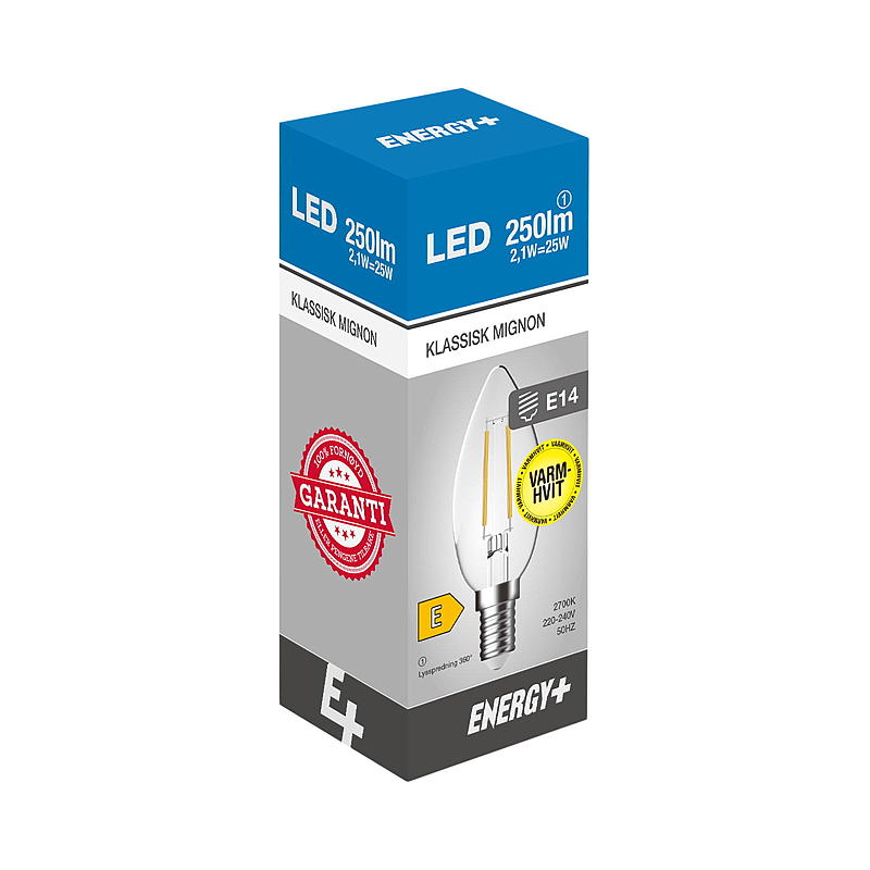 Ampoule LED basse consommation 250 lm Mignon transparente E14 C35 E