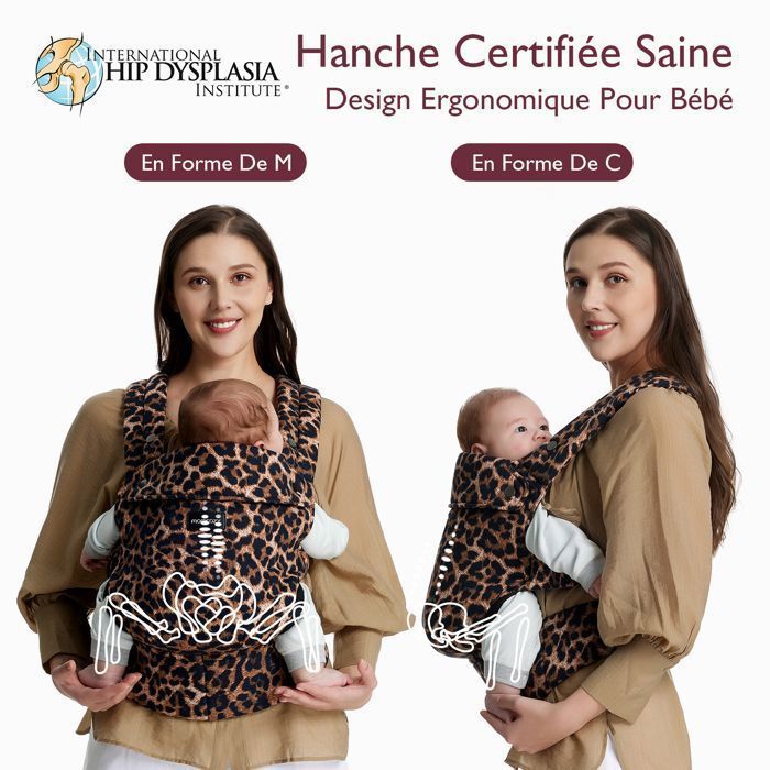 Momcozy Babytrage, ergonomische Babytrage, geeignet für Babys von 3,2 bis 20 kg, Leopardenmuster