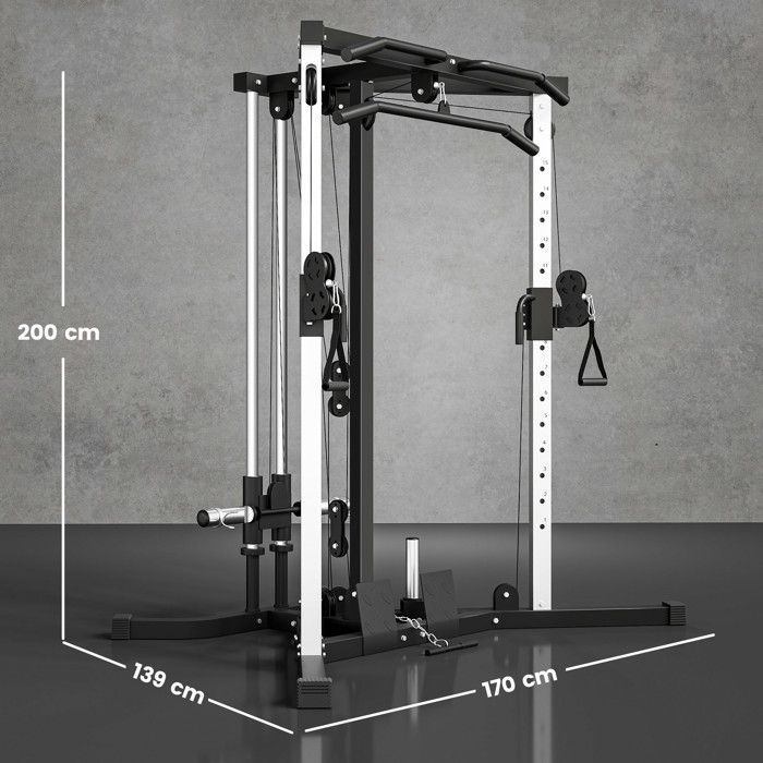 SPORTNOW Multifunktions Power Station - Pull-Up Bar - Justerbar træningsstation med 15 positioner - Sort