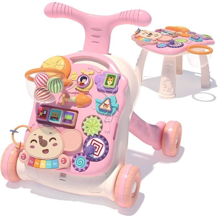 Girello per bambini, girello staccabile con velocità regolabile e tavolino attività, girello convertibile 3 in 1