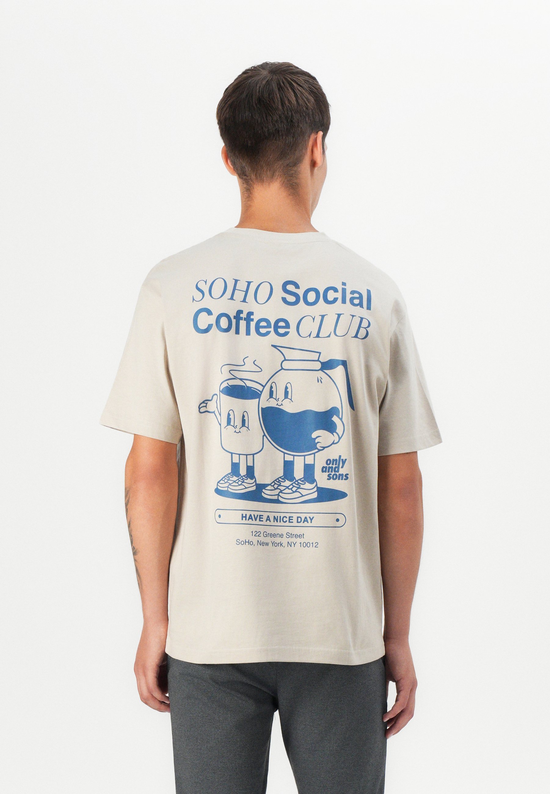 Only & Sons ONSFRED COFFEE CLUB T-shirt - T-shirt met print - Silver Lining