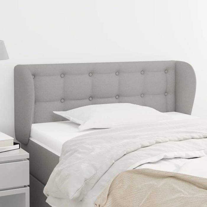 Headboard - vidaXL - Light Grey - Durable Fabric - Adjustable Height - Sturdy Legs