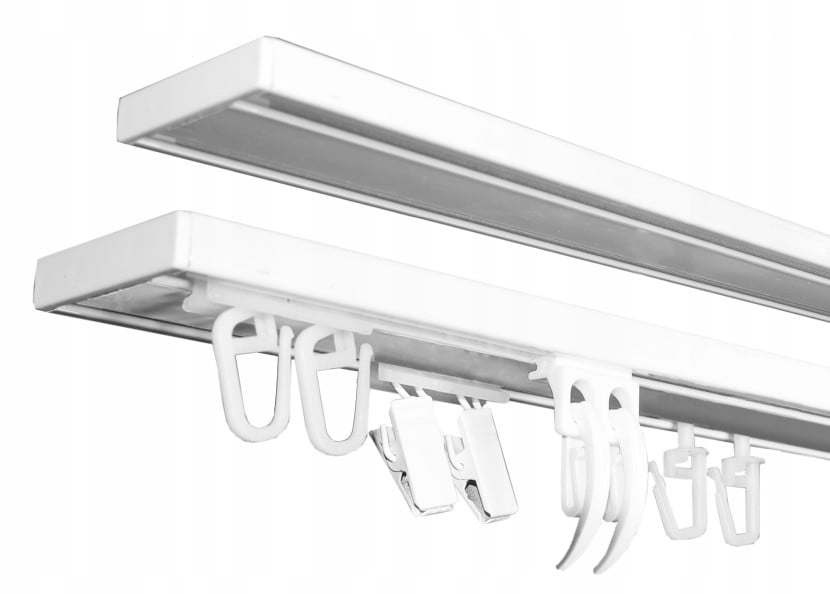 Karnisz Sufitowy Aluminiowy Podwójny 120 cm - Nowoczesna Szyna Sufitowa DUO