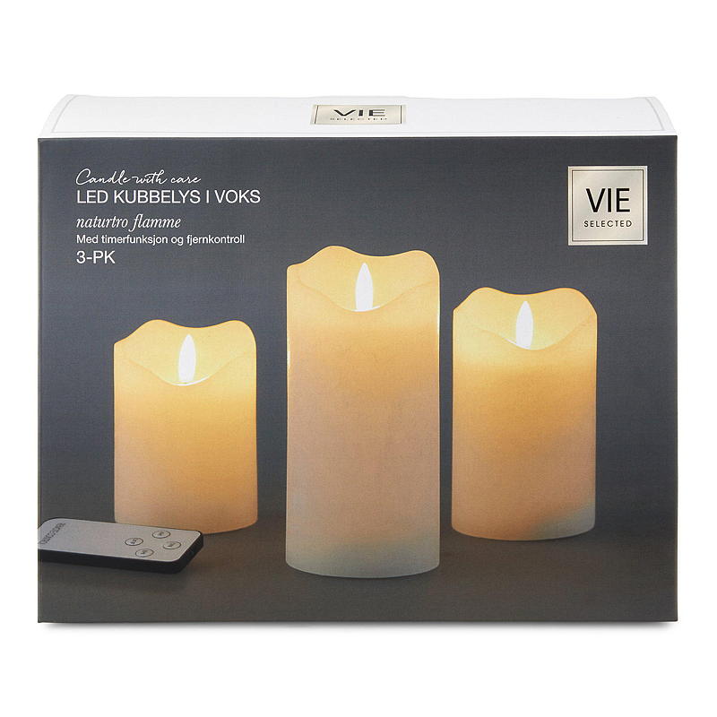 Vie Selected Cube-lampa 3-pack LED 15/12/10 cm, vaxvit