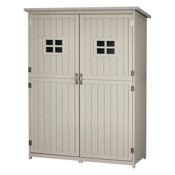 Abri de jardin - Outsunny - armoire outils bois 2 étagères 2 portes 2 fenêtres toit bitumé - bois sapin - 127,5x50x164cm