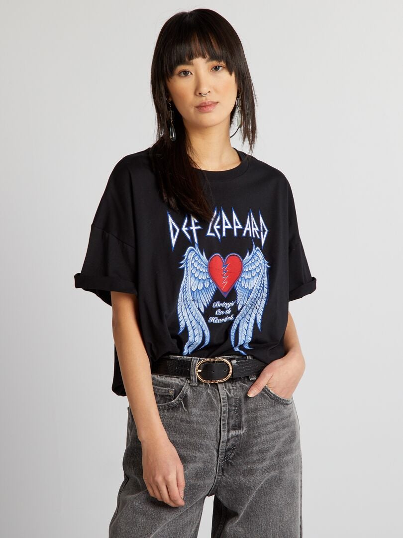 Camiseta 'Def Leppard' - preta