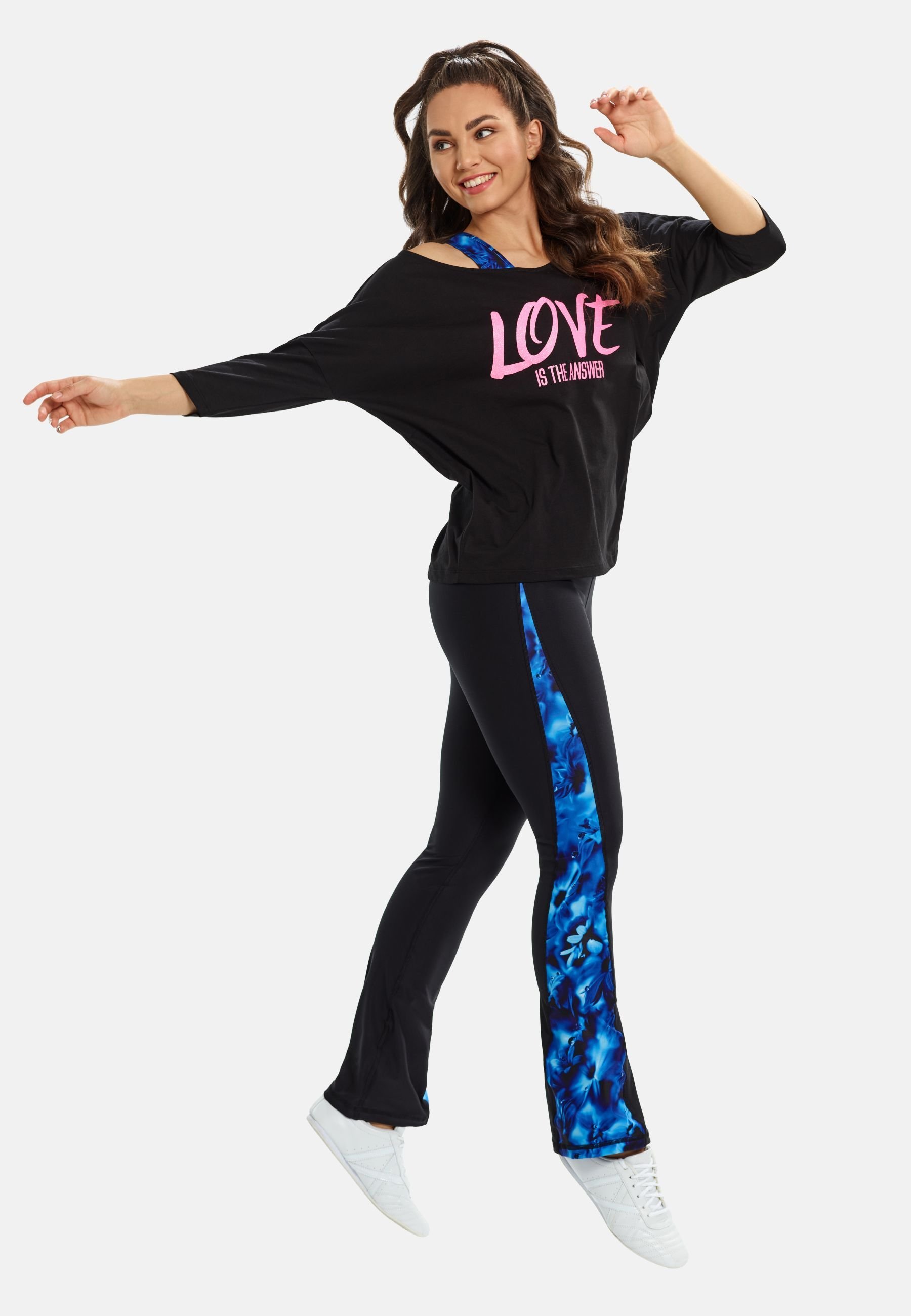 Winshape MCS001 ULTRA LIGHT - Top met lange mouwen - zwart/glitter/neonroze