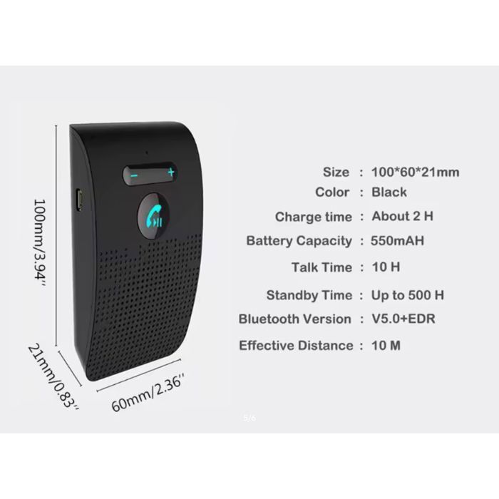Kit manos libres Bluetooth - Universal - Multipunto - 10 horas de autonomía - Negro