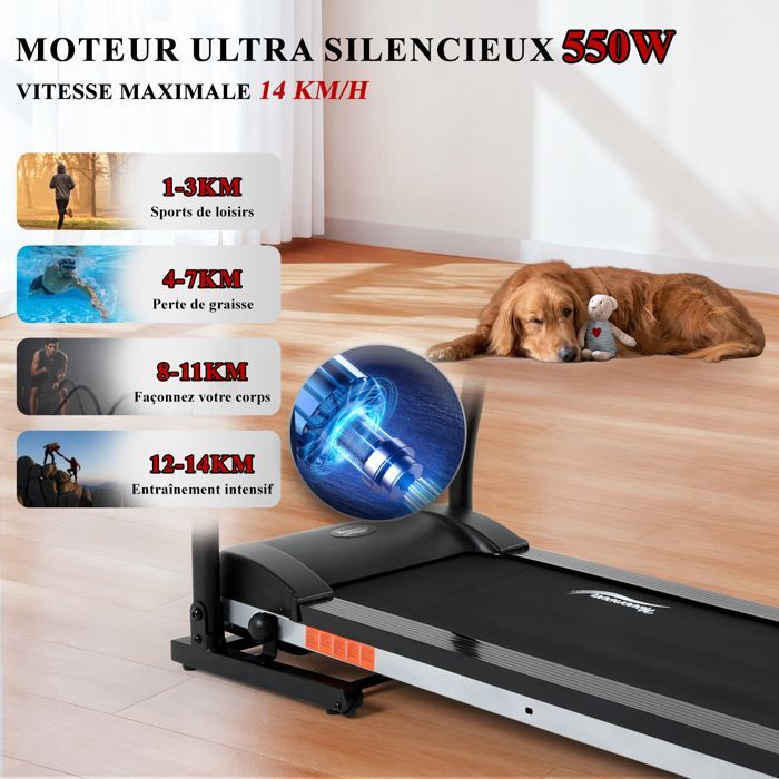 Tapis roulant elettrico pieghevole Novonova con velocità regolabile, schermo LCD, Bluetooth, 12 programmi NV1025