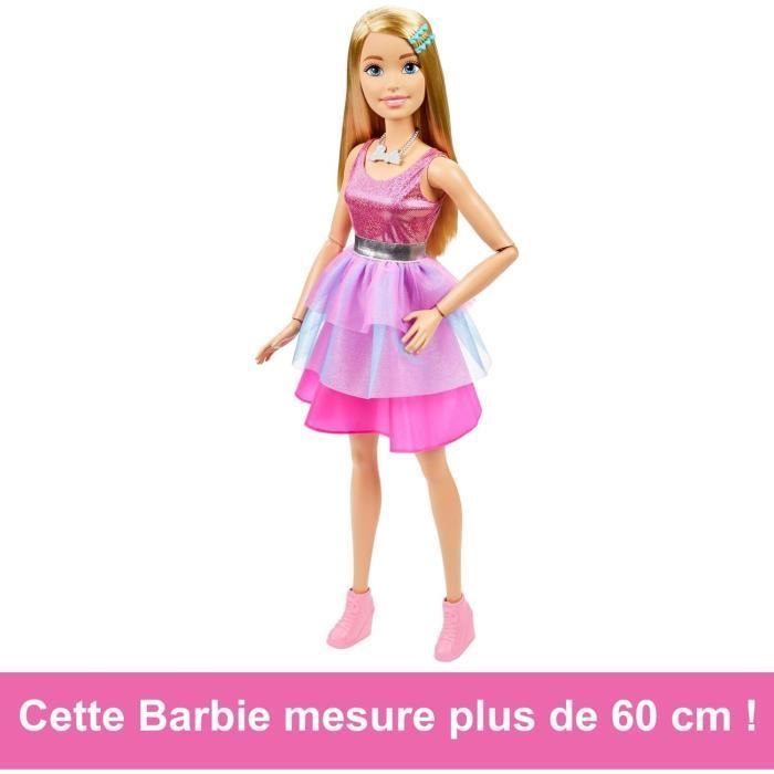 Barbie Très grande poupée blonde 71 cm, robe rose irisée, Barbie Fashionista A Partir De 3 Ans, HJY02