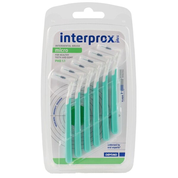 Szczoteczki międzyzębowe Interprox Plus Micro 1.1<br>zielone, 6 sztuk
