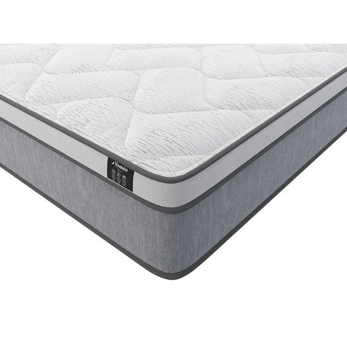 Base letto contenitore bianca 90 x 190 cm + materasso a molle insacchettate spesso 22 cm - SERENITE di YSMÉE