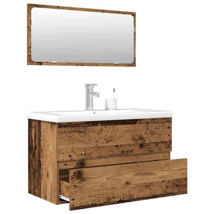 vidaXL 3-teiliges Badezimmermöbelset, Holzwerkstoff, 3328939