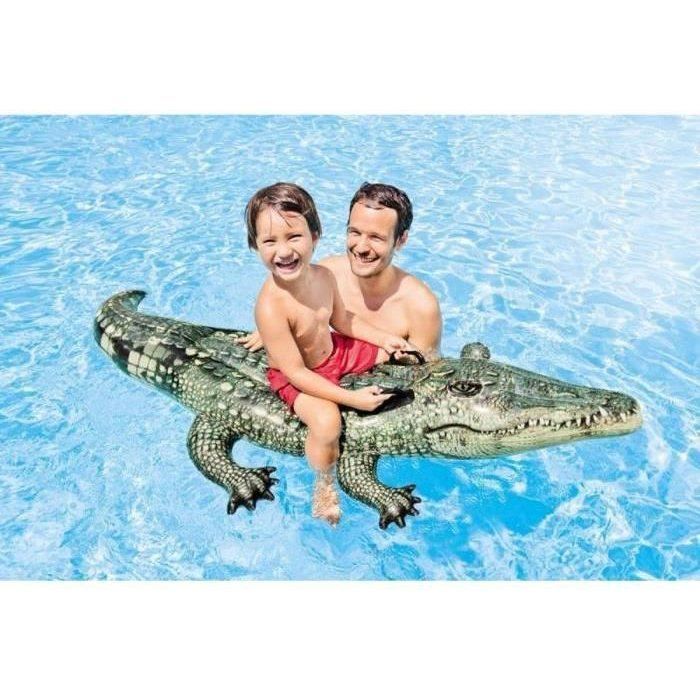INTEX aufblasbarer Alligator zum Draufsitzen – Maße: 170 x 86 cm – Für Kinder ab 3 Jahren