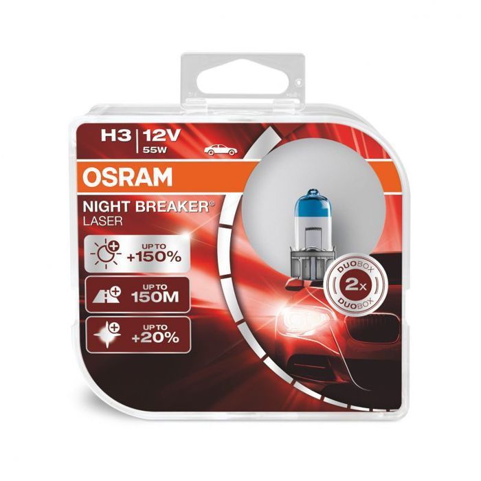 2 bombillas para faros delanteros de coche NIGHT BREAKER LASER H3 - Osram - Halógenas de 12 V