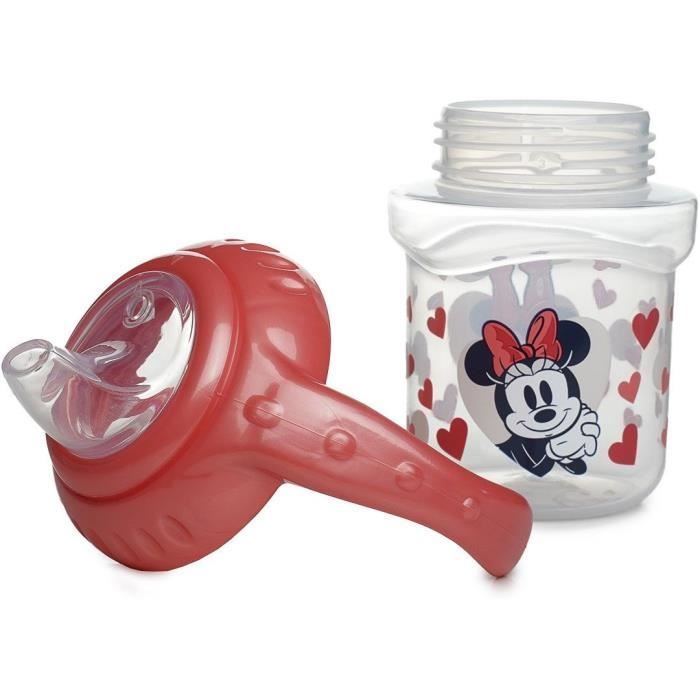 Biberon Thermobaby con manico - 250 ml - Beccuccio in silicone - A prova di perdite - Minnie Mouse