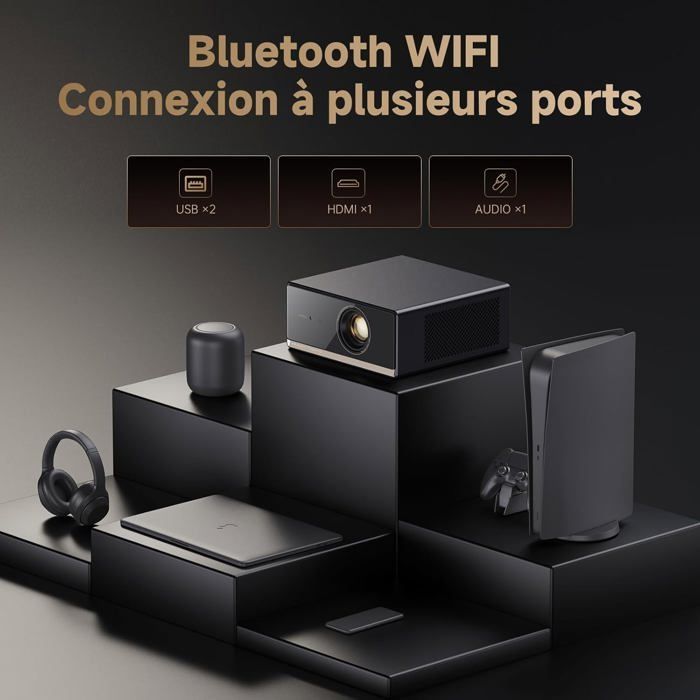 Projetor de vídeo 4K - Wanbo - X5 Pro - 1100 ANSI - Foco automático - Wi-Fi Bluetooth