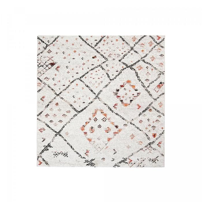 MORYLA C 160x160cm Quadratischer gewebter Wohnzimmerteppich in Creme mit Berbermuster