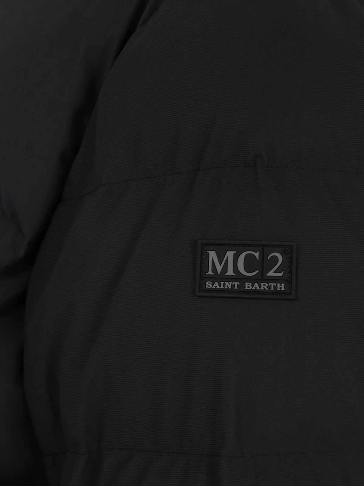 Maier herenjas met capuchon, zwart en gewatteerd