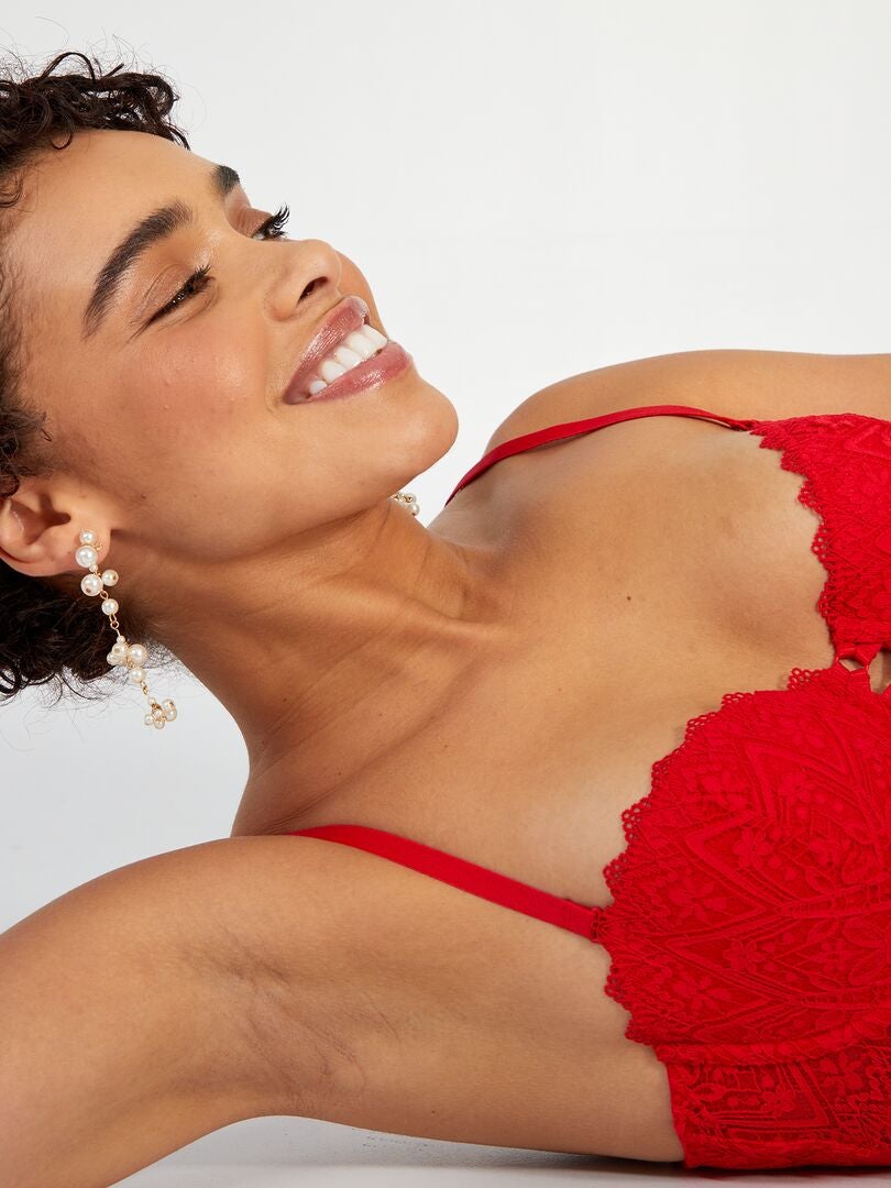 Kanten bustier bodysuit - rood
