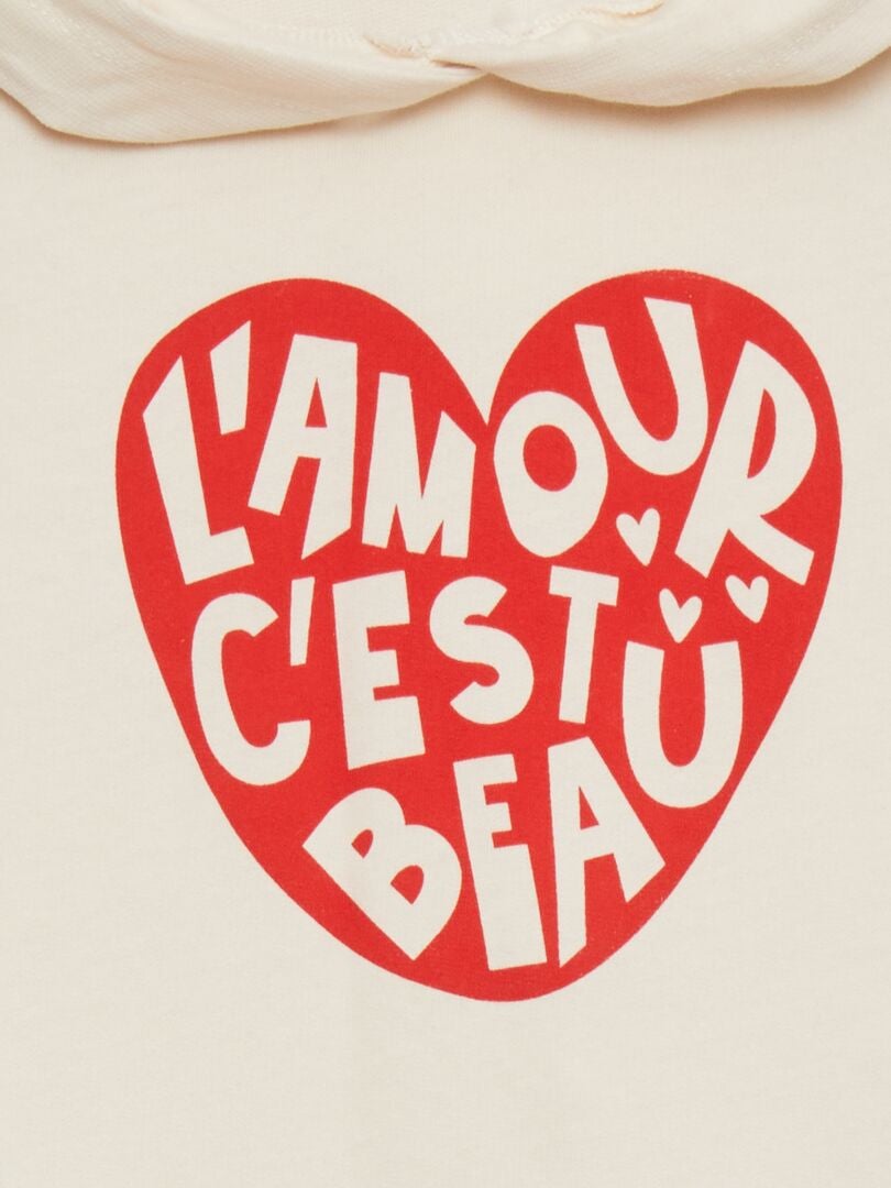 Bedrukt T-shirt met capuchon - WIT