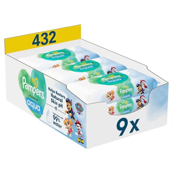 Vlažne maramice Aqua Paw Patrol, 9 komada, 9 x 48 komada