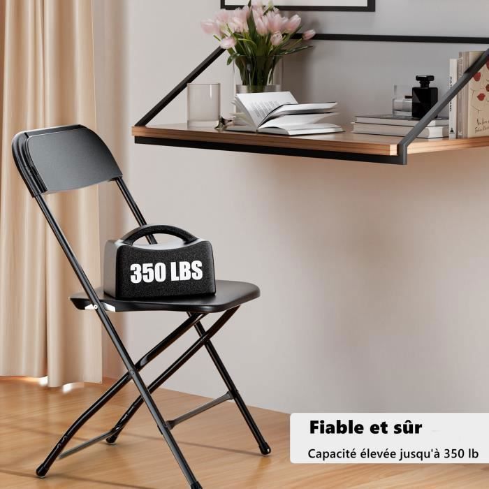 Set of 8 black plastic folding chairs, portable stackable commercial seating for indoor and outdoor use with steel frame
